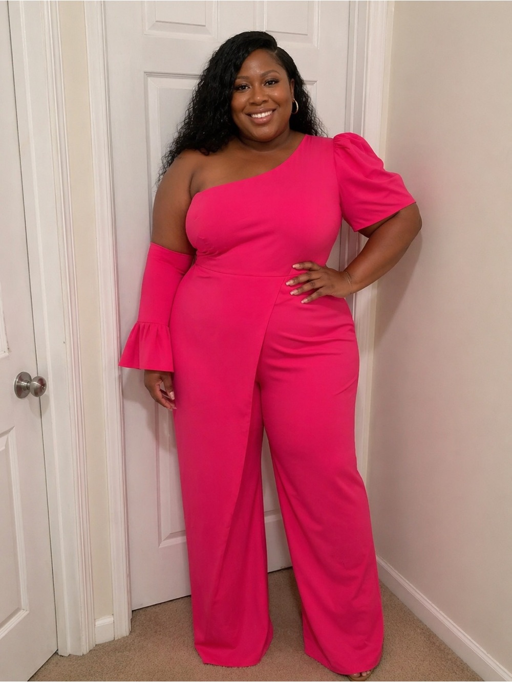 Elegant Pink One-Shoulder Jumpsuit